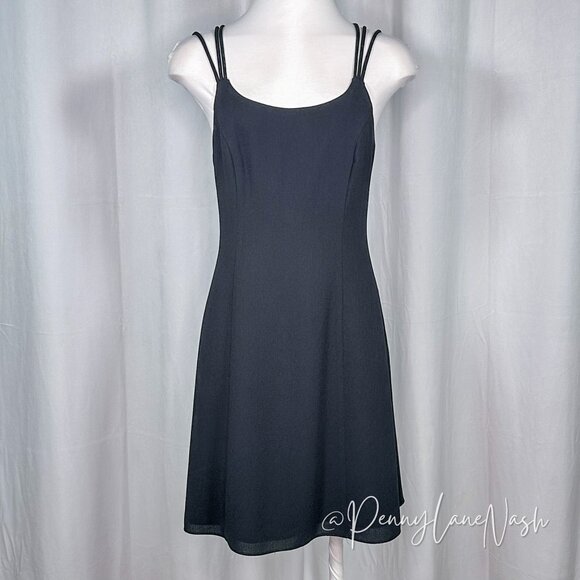 Vintage 90s Moda Strappy Mini Dress Black Size 2 - Picture 1 of 9